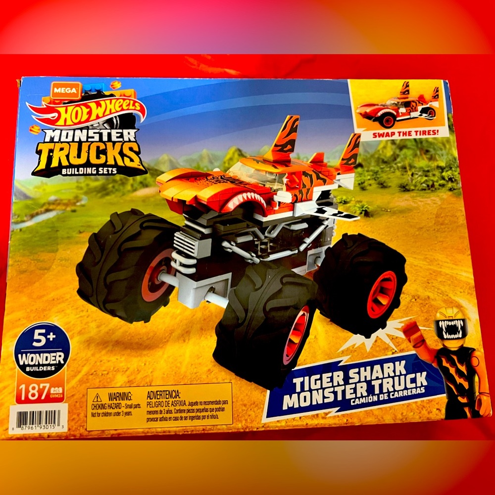 New in box Mega Construx Hot Wheels Tiger Shark Monster Truck